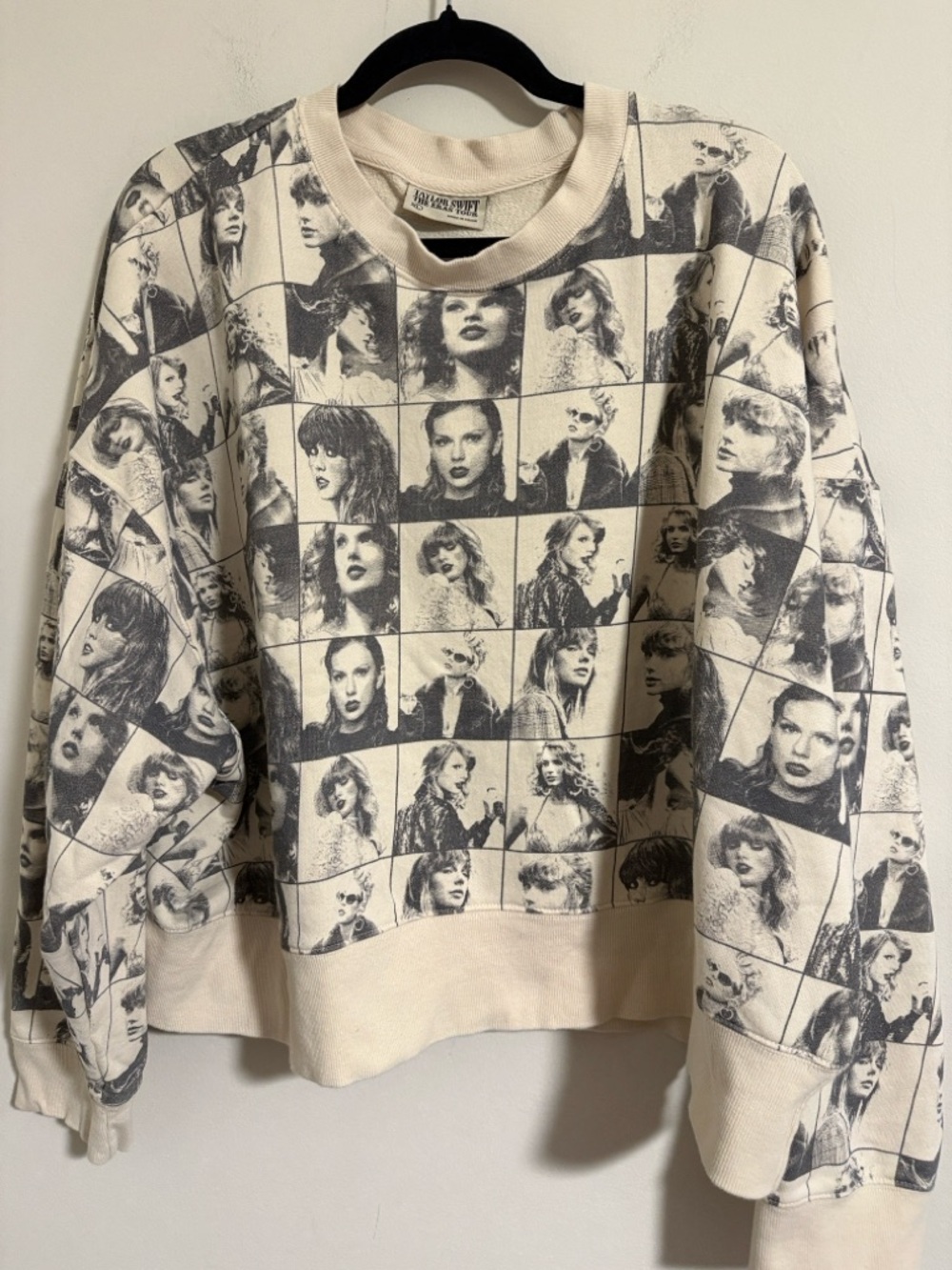 Taylor Swift eras tour cream beige official photo grid sweatshirt cropped